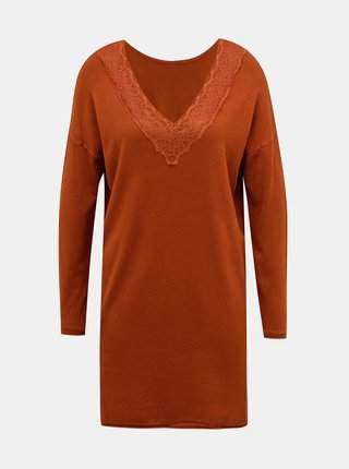 Cihlové svetrové šaty ONLY -Maisie AKCE