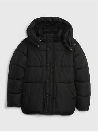 Černá klučičí zimní bunda s kožíškem GAP