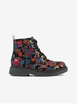 Černé holčičí květované kotníkové boty Richter