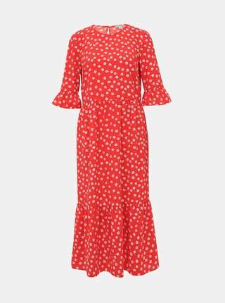 Červené květované midi šaty Miss Selfridge LEVNĚ