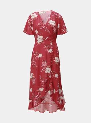 Červené květované zavinovací šaty Miss Selfridge AKCE