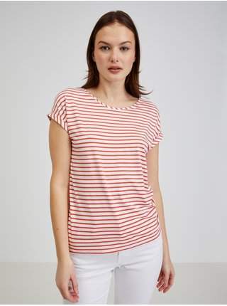 Červeno-bílé dámské pruhované tričko ORSAY