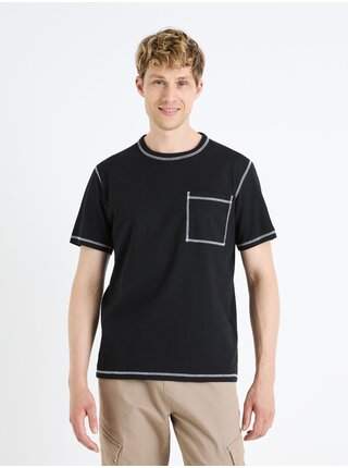 Černé pánské tričko s kapsičkou Celio Fecontrast