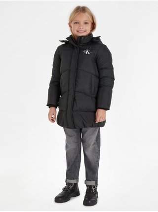 Černý holčičí prošívaný kabát Calvin Klein Jeans