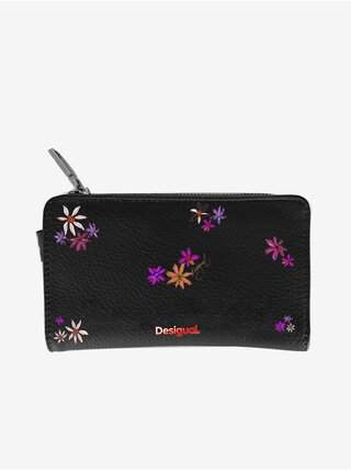 Černá dámská vzorovaná peněženka Desigual Flor Yvette Emma 2.0 Maxi LEVNĚ