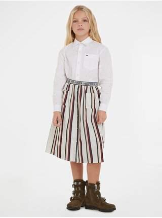 Krémová holčičí pruhovaná midi sukně Tommy Hilfiger