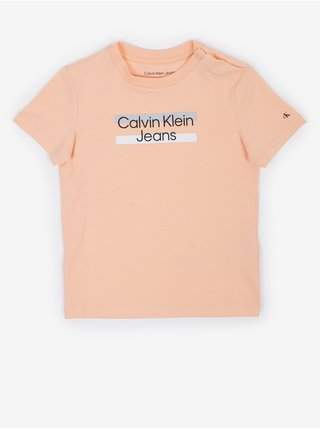 Oranžové holčičí tričko s potiskem Calvin Klein Jeans