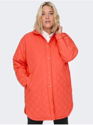Oranžový dámský prošívaný lehký kabát ONLY CARMAKOMA New Tanzia