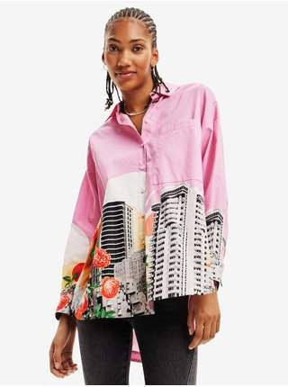 Růžová dámská vzorovaná košile Desigual Bolonia nejlevnější