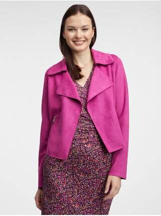 Růžová dámská lehká bunda v semišové úpravě ORSAY