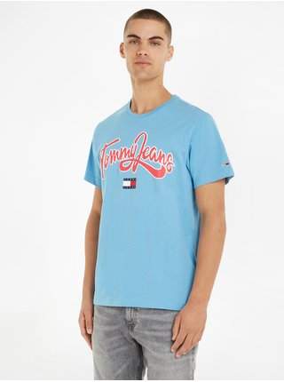 Světle modré pánské tričko Tommy Jeans VÝPRODEJ