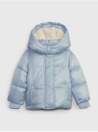 Světle modrá dětská zimní prošívaná bunda s kapucí GAP