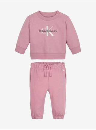 Sada holčičí mikiny a tepláků v růžové barvě Calvin Klein Jeans