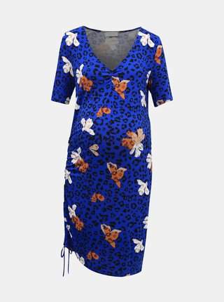 Tmavě modré těhotenské šaty s leopardím vzorem Mama.licious Cilja