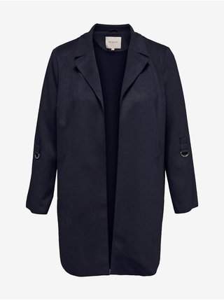 Tmavě modrý dámský lehký kabát v semišové úpravě ONLY CARMAKOMA Joline