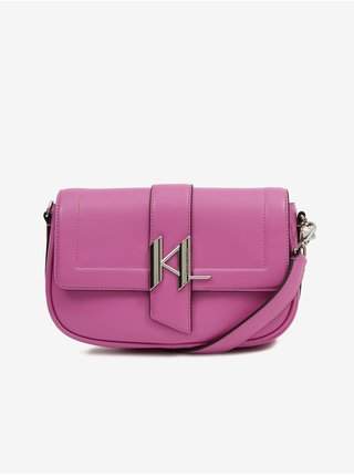 Tmavě růžová dámská kožená crossbody kabelka KARL LAGERFELD Shooting Stars