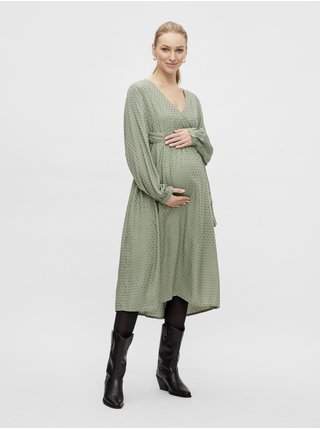 Tmavě zelené puntíkované zavinovací těhotenské šaty Mama.licious Cillie SLEVA