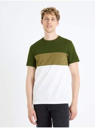 Zeleno-bílé pánské tričko Celio Febloc