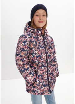 Dívčí zimní bunda s květinovým potiskem, vodoodpudivá a větruodolná