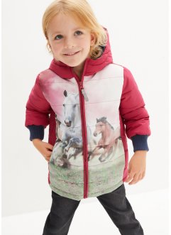 Dívčí zimní bunda s motivem koní, vodoodolná a větruvzdorná