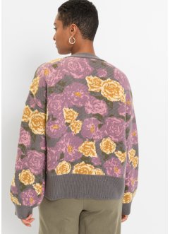 Pletený kabátek s květinovým vzorem