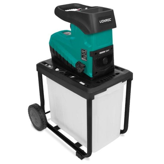 VONROC Zahradní drtič - 2800W - Tichý motor | Včetně 60l sběrné nádoby