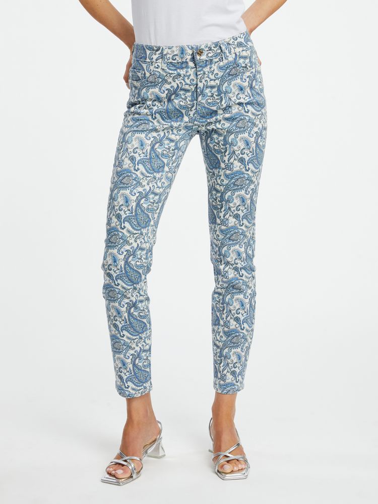 Modré dámské vzorované slim fit džíny ORSAY