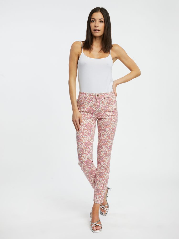 Růžové dámské vzorované slim fit džíny ORSAY