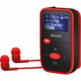 MP3 přehrávač Sencor SFP 4408 RD černá barva nejlevnější