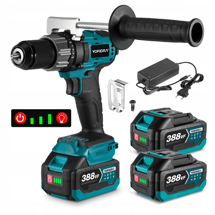 200 Nm BEZKARTÁČOVÁ vrtačka VÝKONNÁ PŘÍKLEPOVÁ vrtačko-šroubovák 2x21 V VÝPRODEJ