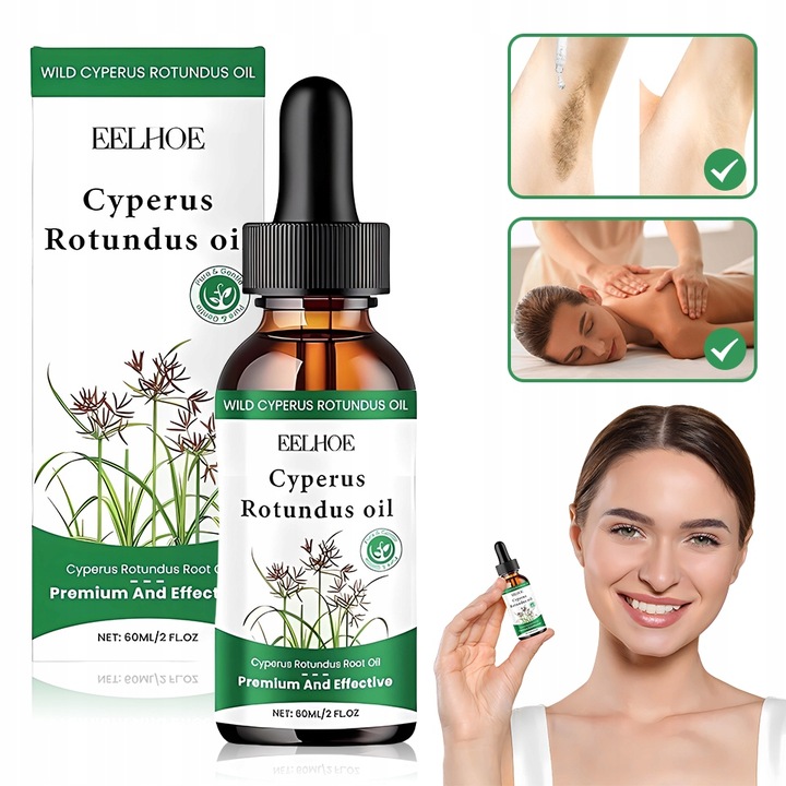 2 ks Olej Cyperus Rotundus pro odstranění chloupků a zvlhčení pokožky