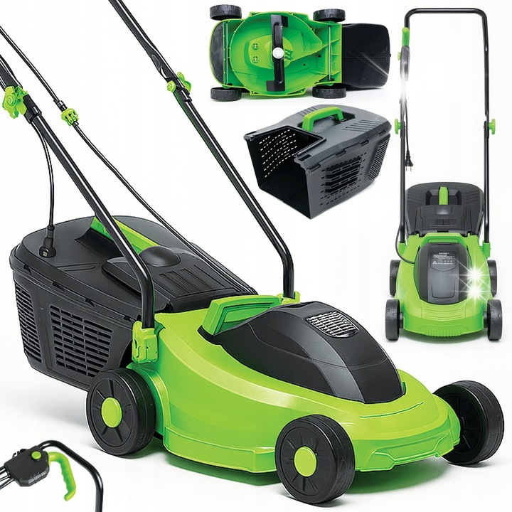 2400W ELEKTRICKÁ SEKAČKA NA TRÁVY VELKÝ VÝKON KOŠ 30L 32CM AGILNÍ ONDRAGON