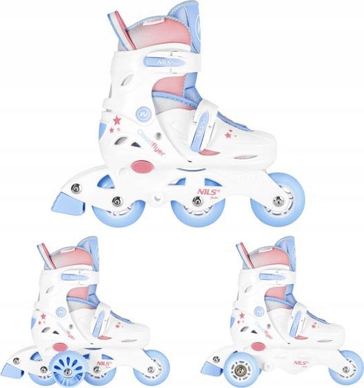 3v1 Nastavitelné Kolečkové Brusle / Kolečkové Brusle Dětské Bílé Rekreační ABEC-7 Nils Fun