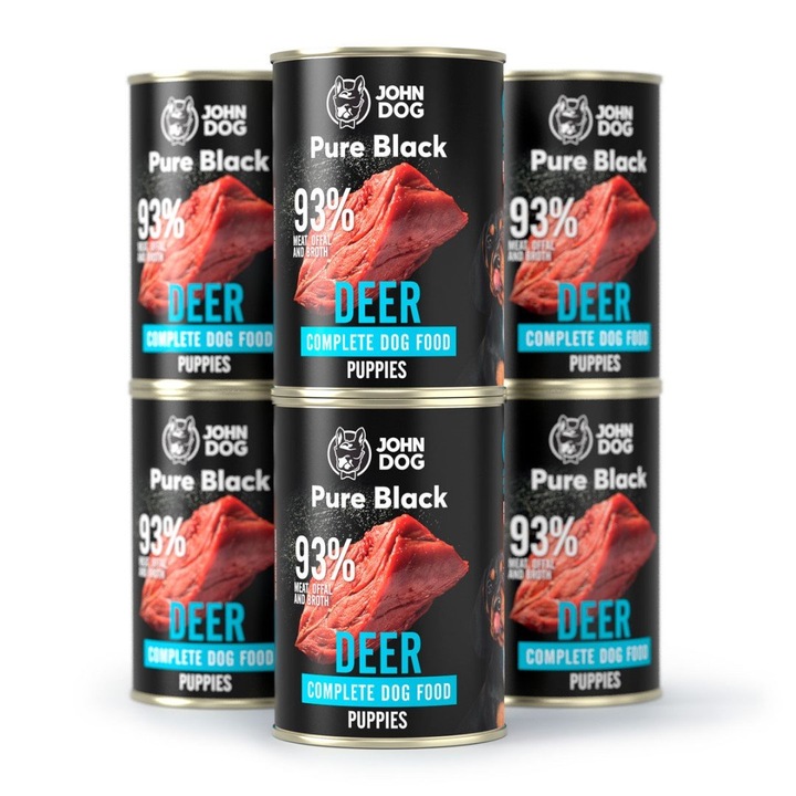 6X JOHN DOG PURE BLACK JELEN KRMIVO MOKRÉ ŠTĚŇATA