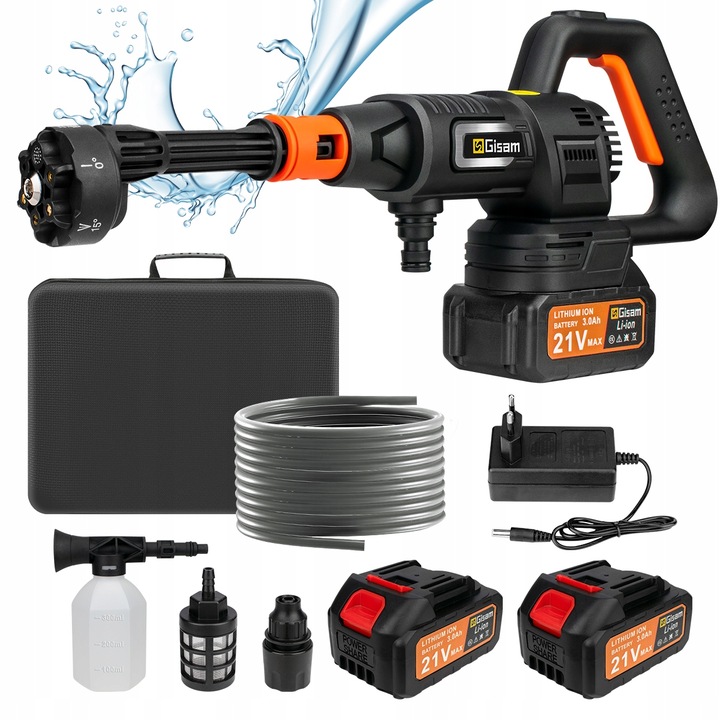 Akumulátorová tlaková myčka – 2x 3,0Ah baterie a úložná taška