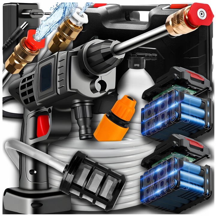 AKUMULÁTOROVÁ VYSOKOTLAKÁ MYČKA S BEZDRÁTOVÝM PŘÍSLUŠENSTVÍM PRO MYTÍ AUTA