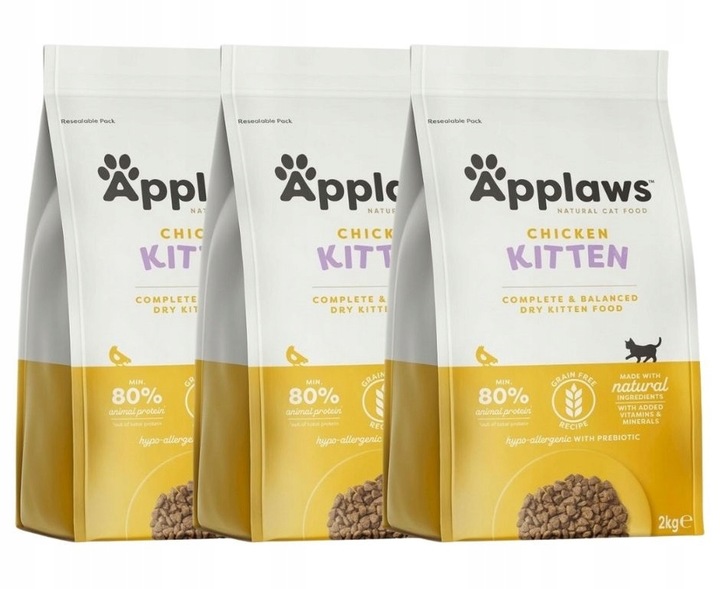 APPLAWS Cat Dry Chicken krmivo pro koťata 3x2kg AKCE