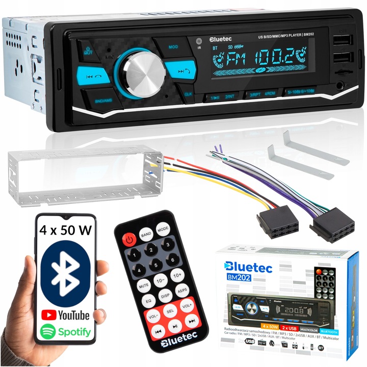 Automobilové rádio Bluetec BM202 1-DIN