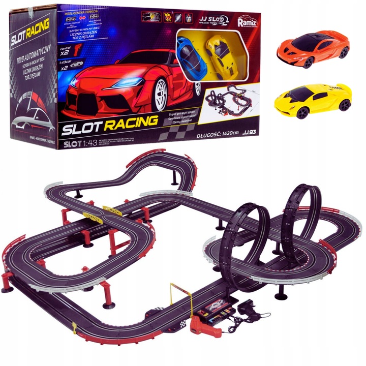 AUTOMOBILOVÁ ZÁVODNÍ DRÁHA 14 METRŮ XXL 1:43 ELEKTRICKÁ 2 AUTA PRO DĚTI