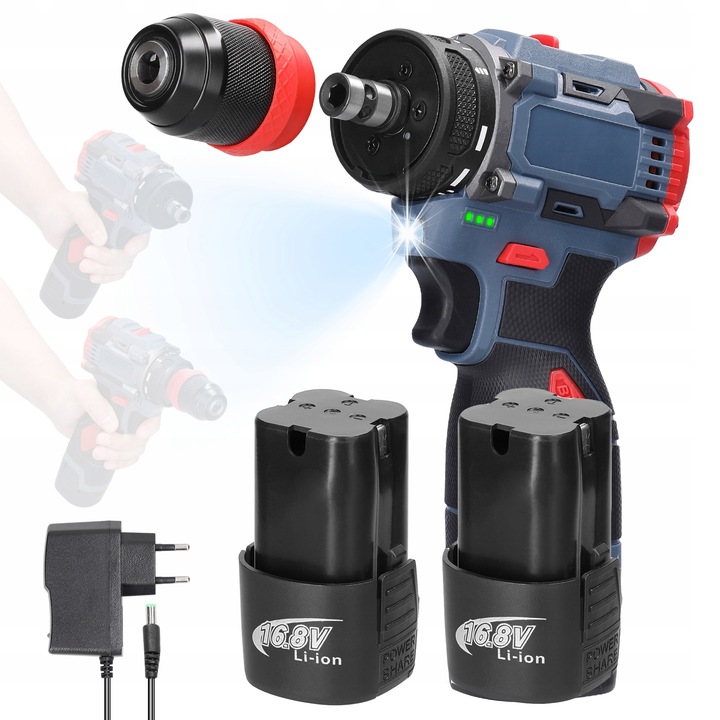 AKUMULÁTOROVÝ RÁZOVÝ AKU ŠROUBOVÁK 16.8V 2×AKU