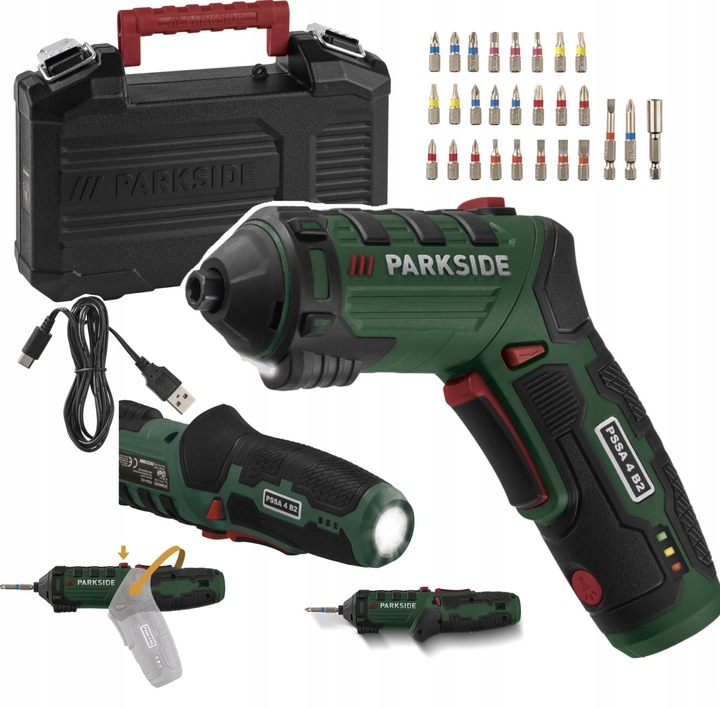 AKU ŠROUBOVÁK PARKSIDE AKUMULÁTOROVÝ ŠROUBOVÁK PSSA 4 B2 otočný +26 bitů