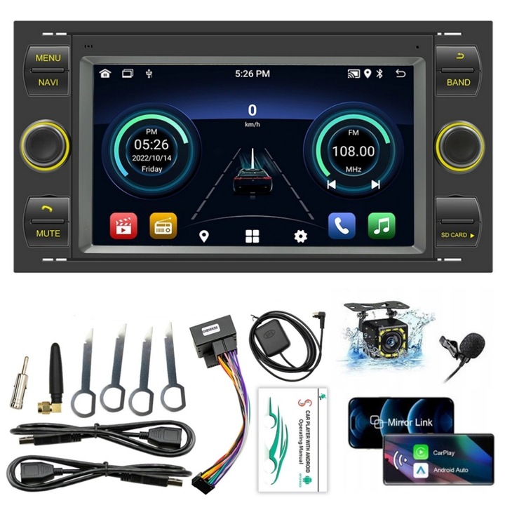 AUTORÁDIO ANDROID FORD KUGA S-MAX C-MAX CARPLAY USB RDS GPS WIFI BT LEVNĚ