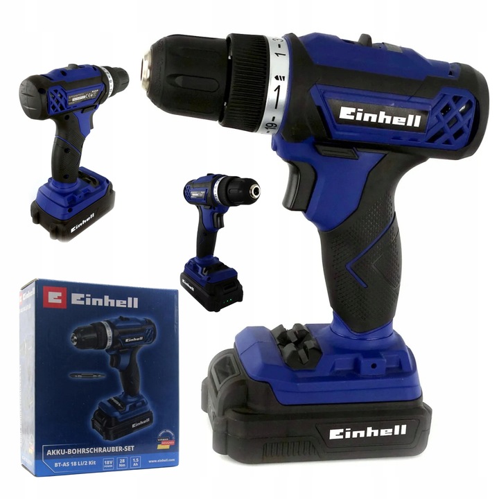 Aku Šroubovák EINHELL BT-AS 18 Li/2 Kit 18 V 1500 mAH Aku Vrtačka AKCE