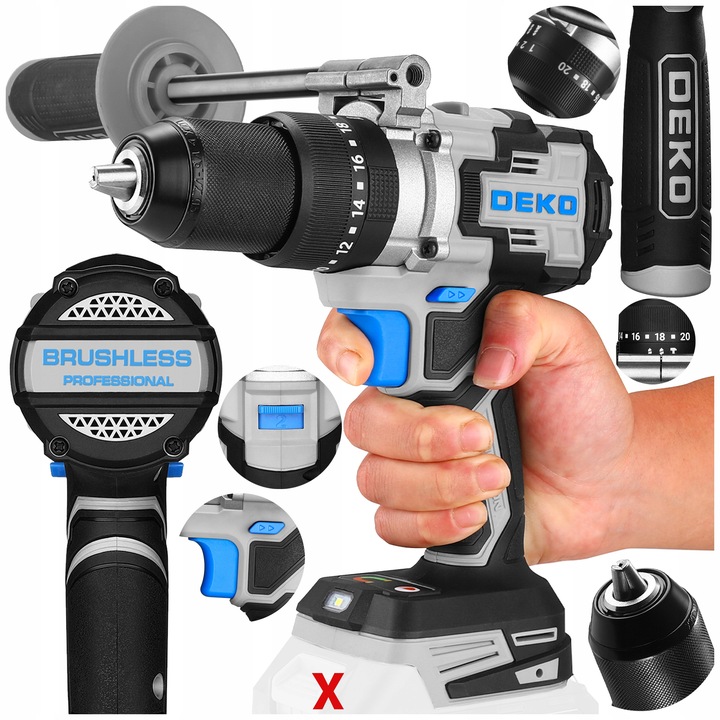 AKU VRTAČKA S PŘÍKLEPEM AKUMULÁTOROVÁ PŘÍKLEPOVÁ VRTAČKA 120 NM DEKO