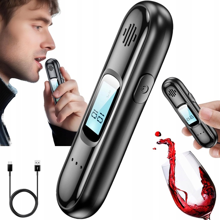 ALKOMAT BEZUSTNIKOWY PROFESJONALNY, PŘENOSNÝ, 200 MAH, S USB LCD DISPLEJEM