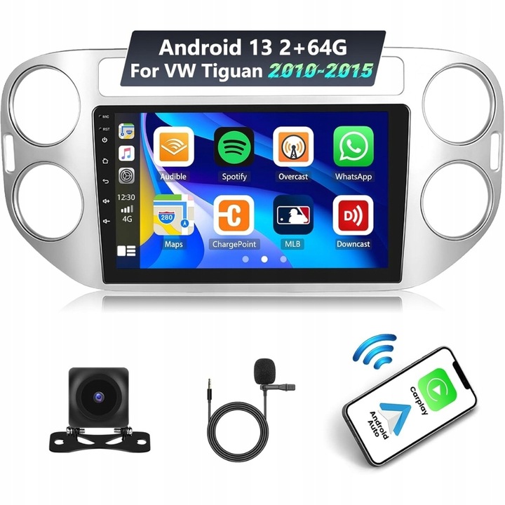 ANDROID 9" rádio pro VW Tiguan 2010-2015 CarPlay GPS, Bluetooth AHD KAMERA Autorádio