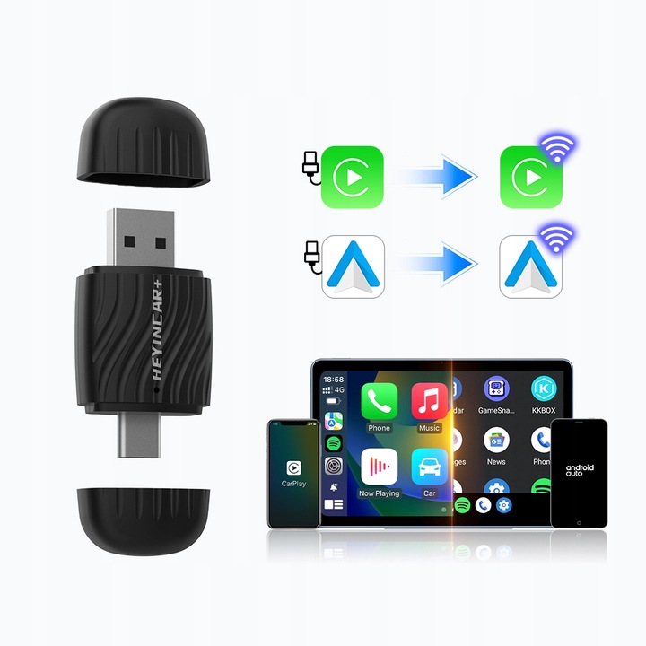 Apple Carplay Wireless adaptér Andriod Auto Mini USB pro IOS Android 2v1 VÝPRODEJ