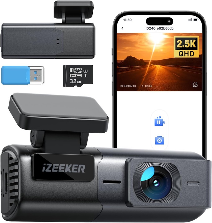 Automobilová kamera Videorekordér WiFi 2,5K FULL HD LED 1440P G-Sensor