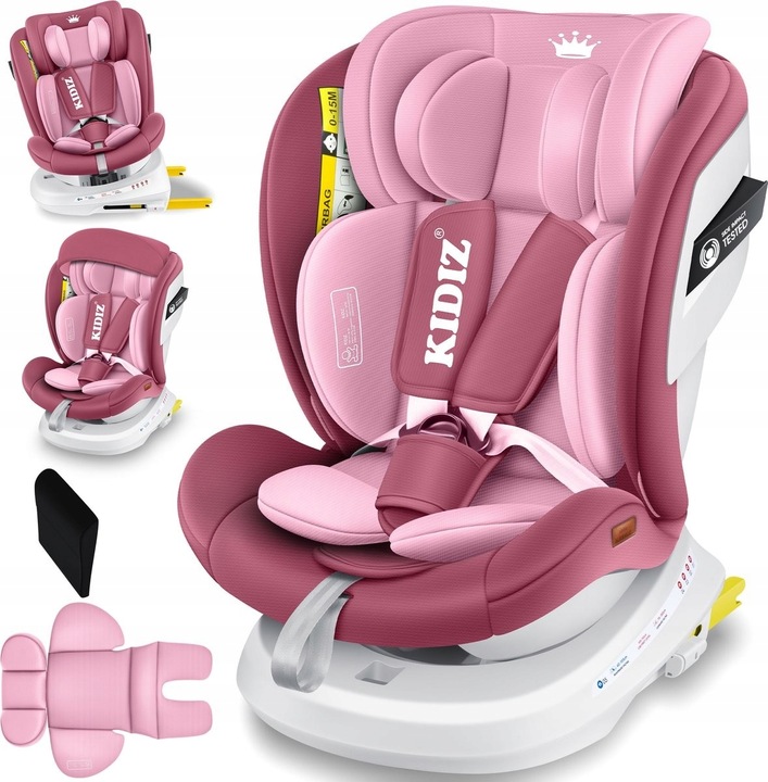 Autosedačka Top Tether Isofix otočná o 360° růžová pro děti
