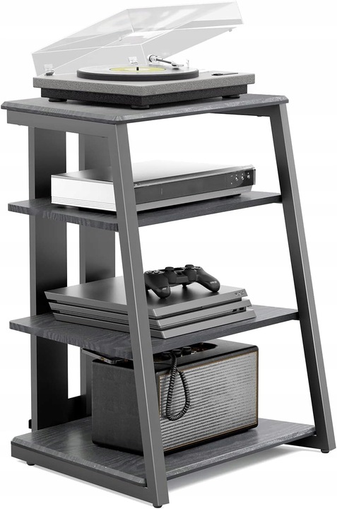 AV hudební stojan 4-úrovňový dřevěný TV Xbox PS4 Gramofon nastavitelný
